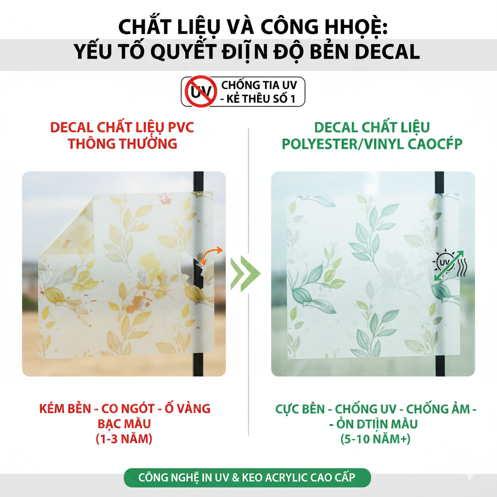 CÁC YẾU TỐ CỐT LÕI QUYẾT ĐỊNH ĐỘ BỀN DECAL DÁN KÍNH