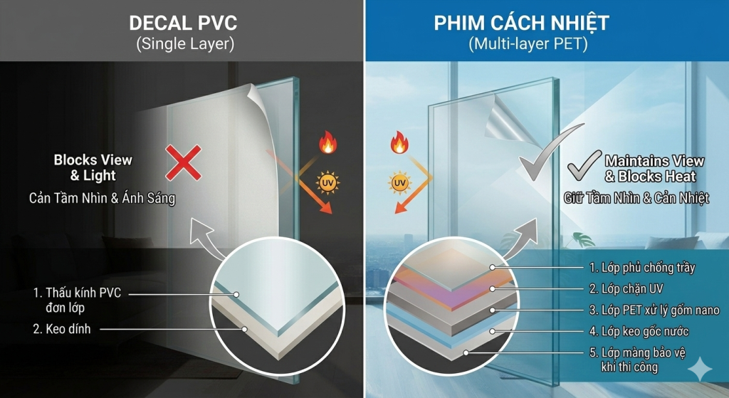 Nên Chọn Decal Dán Kính Hay Phim Cách Nhiệt? Phân Tích Toàn Diện Từ Chuyên Gia 1 Gemini Generated Image hudcrkhudcrkhudc