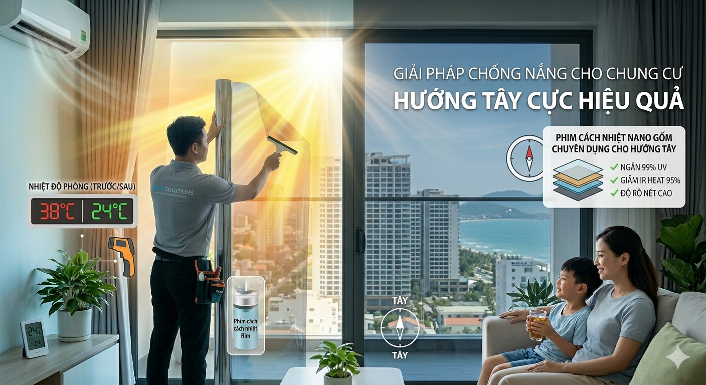Giải pháp dán kính chống nắng cửa sổ cho chung cư hướng Tây cực hiệu quả 1 Gemini Generated Image 4qe61g4qe61g4qe6