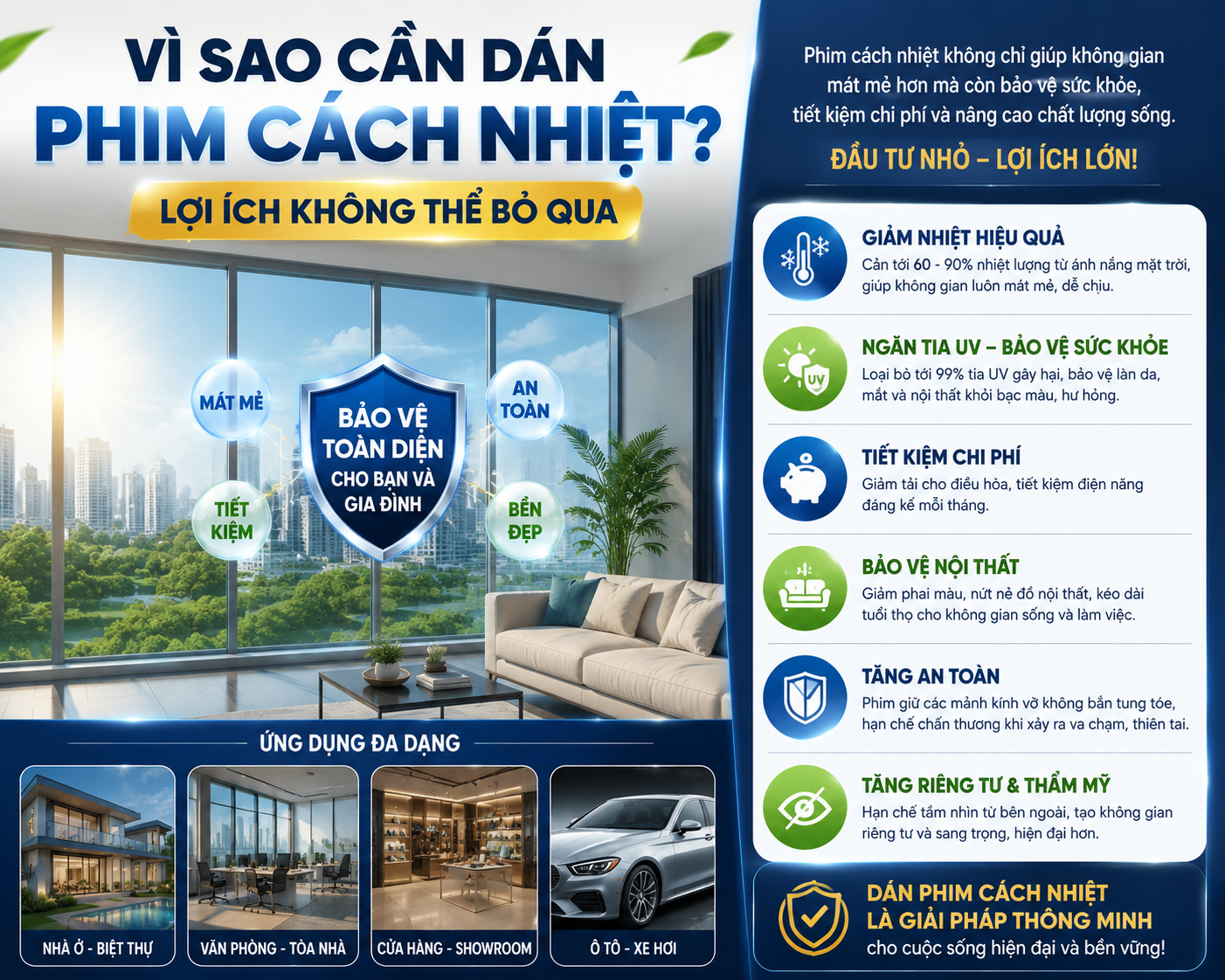 Vì Sao Cần Dán Phim Cách Nhiệt? Lợi Ích Không Thể Bỏ Qua